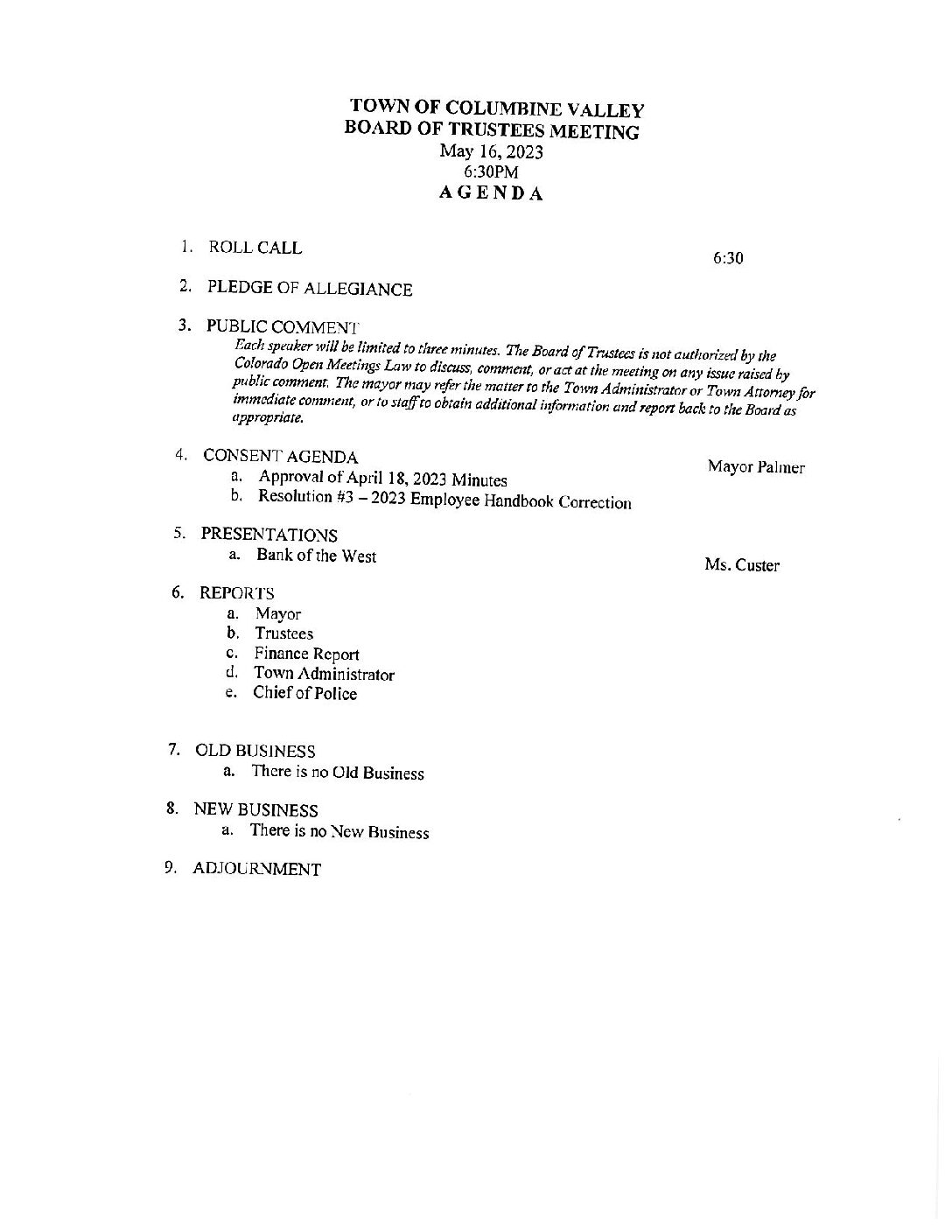 Board of Trustees / Board Agenda Packets