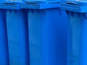 Blue trash bins