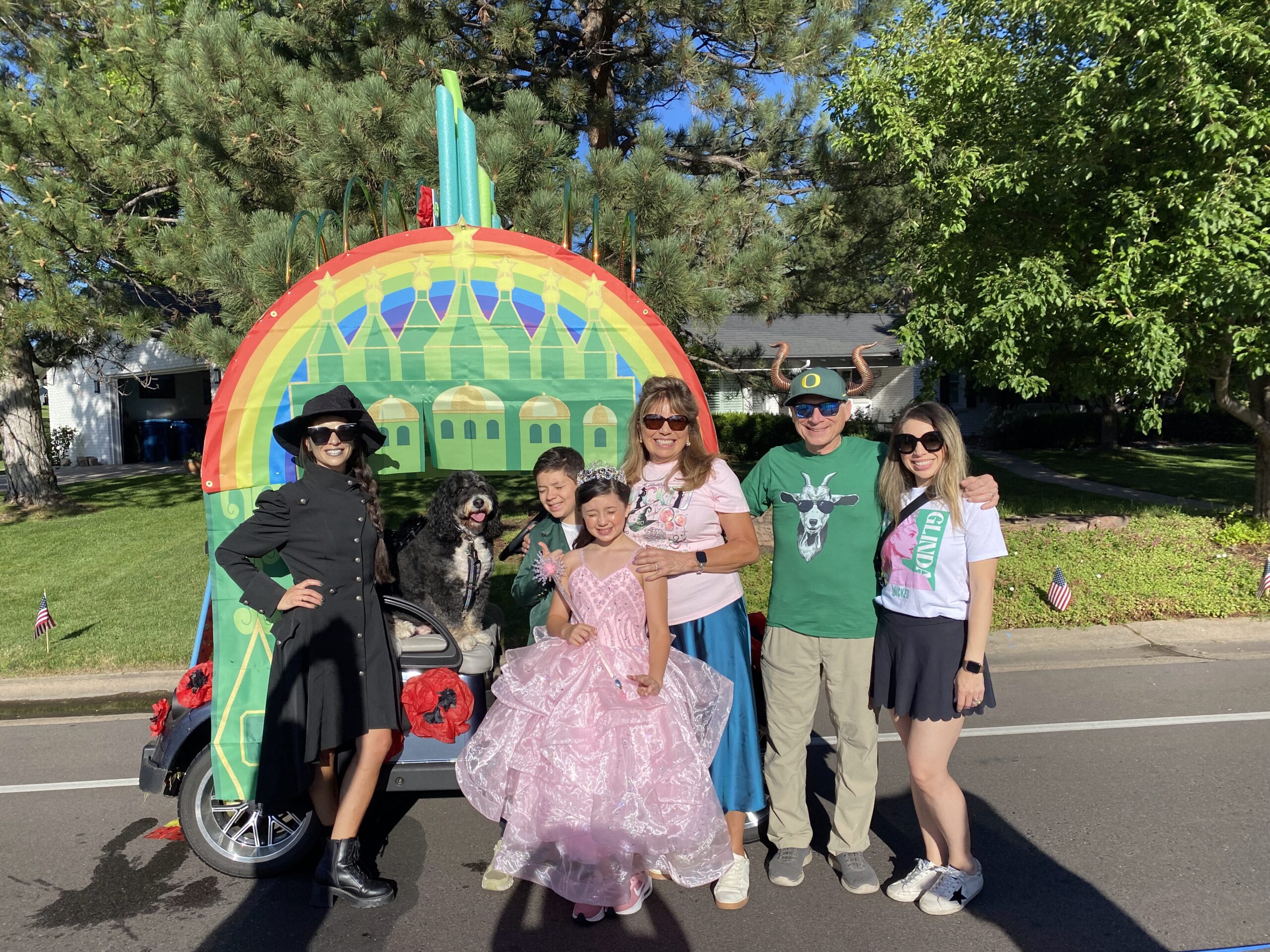 Golf cart decorated like the Broadway show Wicked