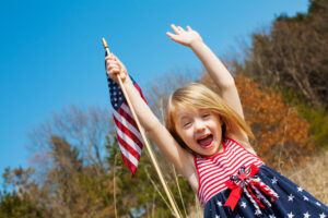 Young girl with U.S. flag