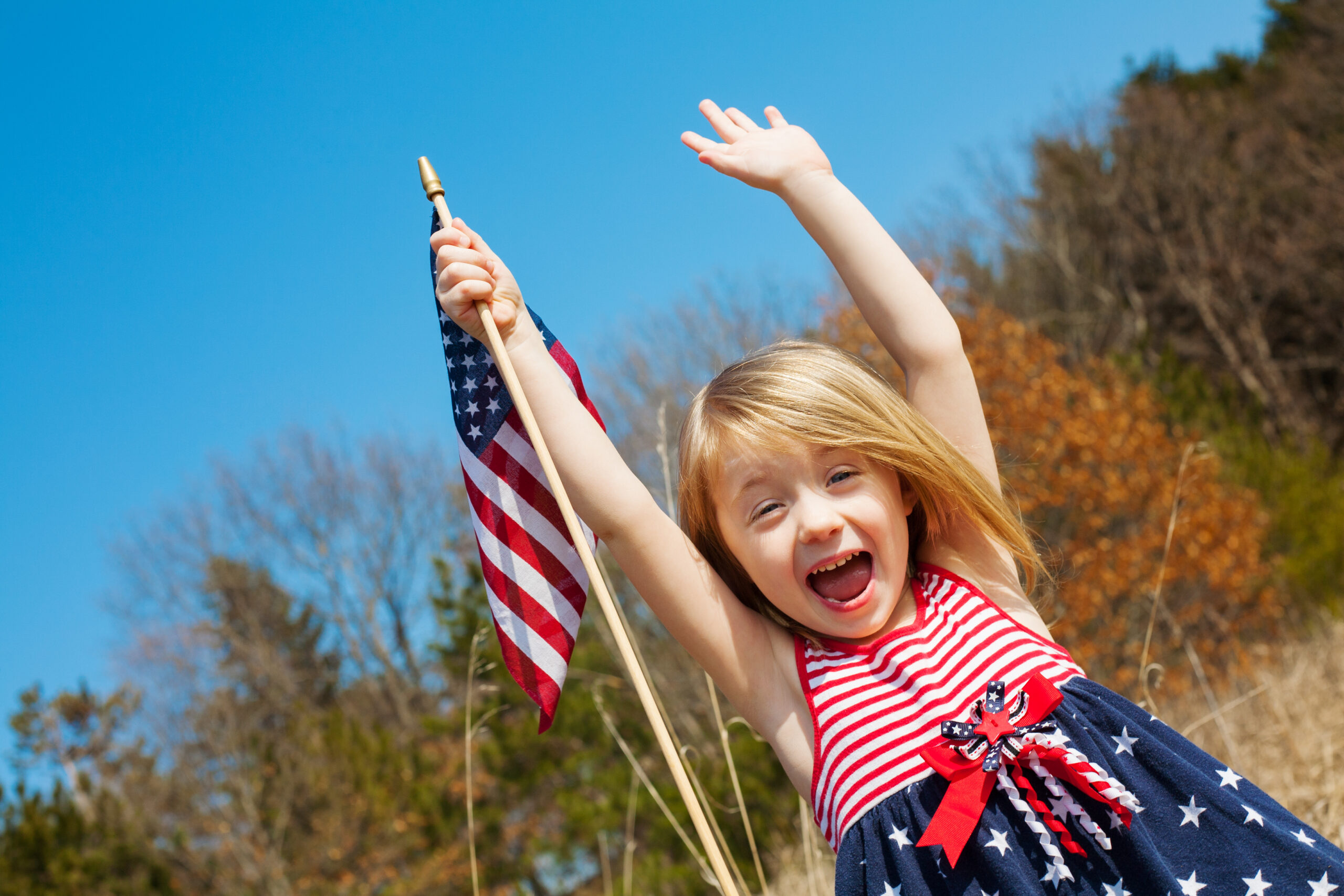 Young girl with U.S. flag