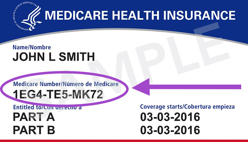 sample of a Medicare Beneficiary Identifier card